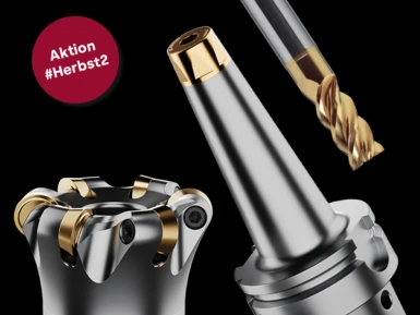 Werkzeugsysteme von Pokolm: Der Wendeplattenfräser Spinworx, ein Aufnahmesystem HSK und ein Vollhartmetallfräser.