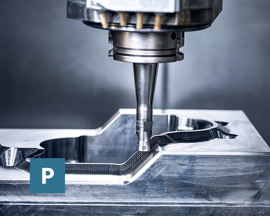 Finworx, das Multitalent zum Schlichten und Konturfräsen, bearbeitet Stahl.